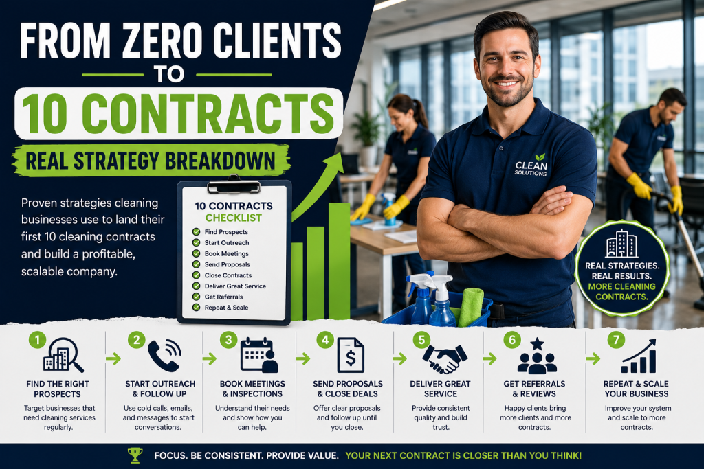 From Zero Clients to 10 Contracts – Real Strategy Breakdown for Cleaning Businesses (2026)